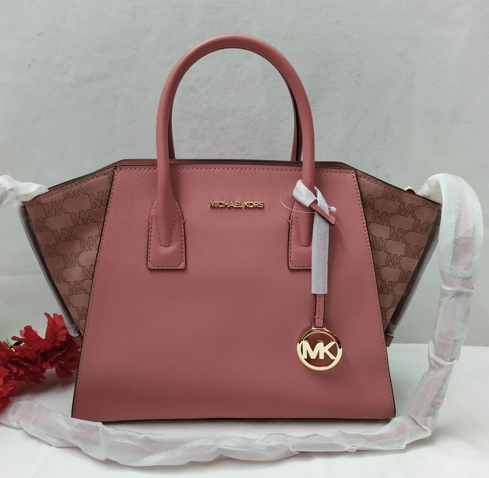 Michael Kors Avril Rose Pink Leather Large Tote Satchel Bag - NWT $628